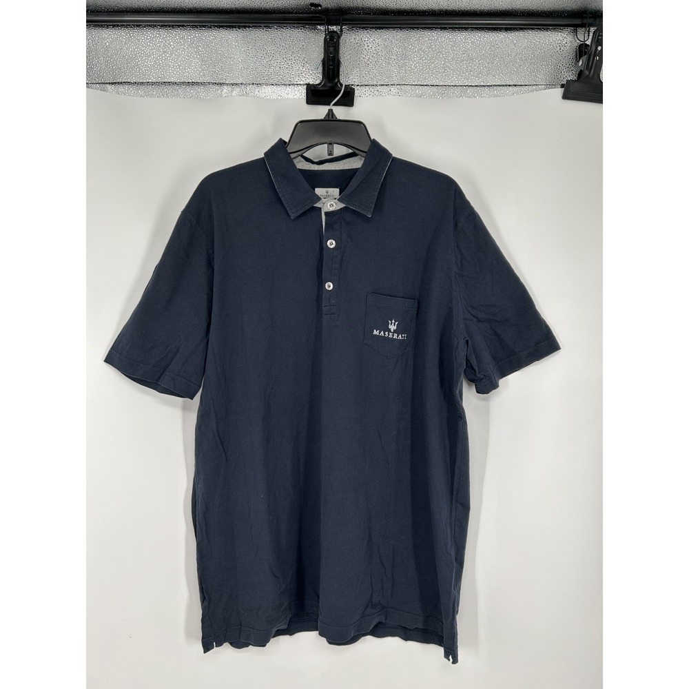 Maserati Polo Shirt Mens 3XL Black Spellout Logo Pocket Short Sleeve Performance